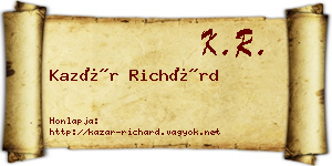 Kazár Richárd névjegykártya