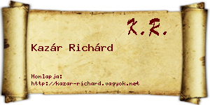 Kazár Richárd névjegykártya